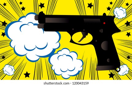 Pop art Weapon boom background banner template