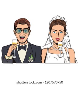 Pop art wedding cartoon