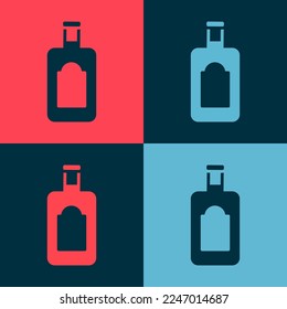 Pop art Whiskey bottle icon isolated on color background.  Vector Illustration