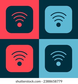 Pop Art Wi-Fi Wireless Internet Symbol einzeln auf Farbhintergrund.  Vektorgrafik