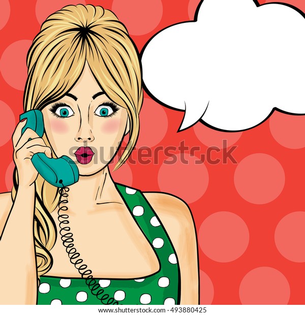 Pop Art Woman Chatting On Retro Stock Vector Royalty Free Shutterstock