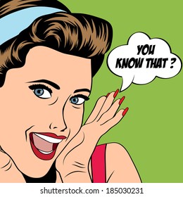 pop art woman in comics style, vector illustration