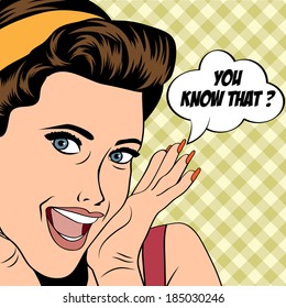 pop art woman in comics style, vector illustration