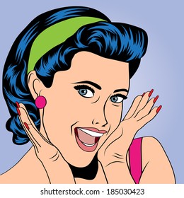 pop art woman in comics style, vector illustration