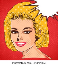 Pop art woman in comics style, Vector illustration