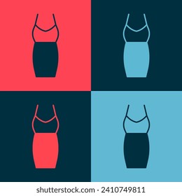 Pop art Woman dress icon isolated on color background. Clothes sign.  Vector