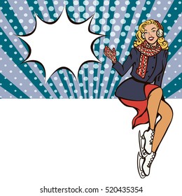 Pop art woman poster.