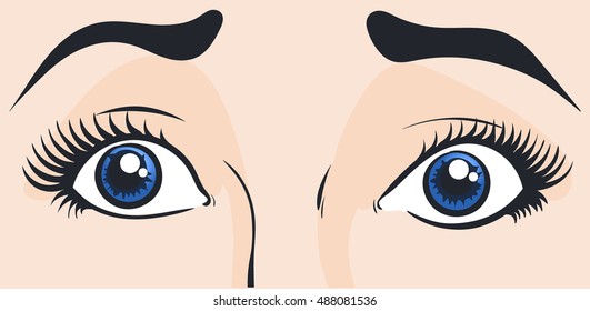 pop art woman surprise, part of face, blue eye, vector illustration, comics