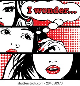 Pop art I Wonder Card Vector Illustration