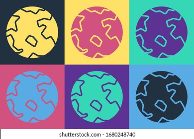 Icono de Pop art Worldwide aislado en color de fondo. Pin en el globo. Ilustración vectorial