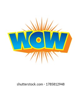 Pop Art WOW speech bubble on White. Vector colorful illustration 