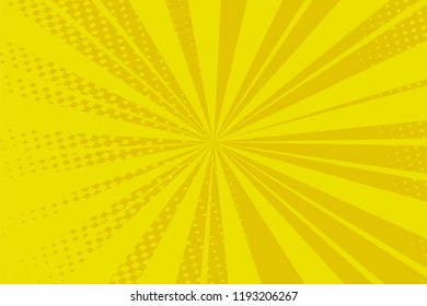 Pop art yellow background, retro comic rays illustration