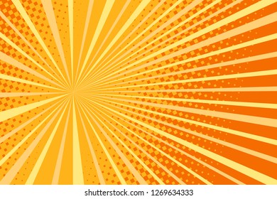 Pop art yellow background, retro comic rays illustration