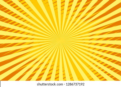 Pop art yellow background, retro comic rays illustration