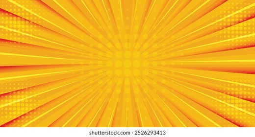 Pop art yellow comics book cartoon magazine cover. Cartoon funny retro pattern strip mock up. Vector halftone illustration. 