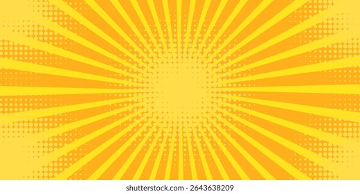 Pop art yellow comics book cartoon magazine cover. Cartoon funny retro pattern strip mock up. Vector halftone illustration
