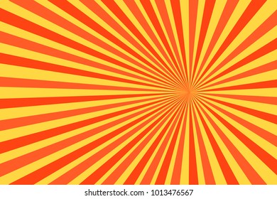 Pop art yellow and orange background, retro comic rays illustration