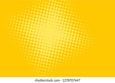 Pop art yellow and orange background, retro comic dots pattern. Vector illustration