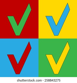 Pop art yes symbol icons. Vector illustration.