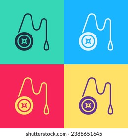 Pop art Yoyo toy icon isolated on color background.  Vector