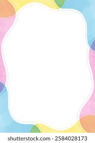 Pop Background Frame with Curved Design, Vertical, Watercolor