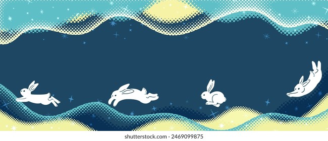 Pop background illustration of running rabbits
