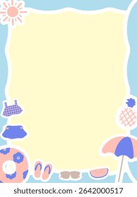 Pop background material full of summer items Vertical frame template
