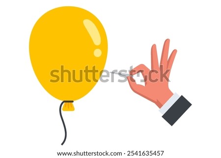 pop a balloon with a sharp needle. ruin a child balloon