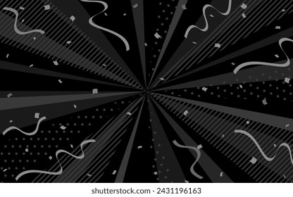 Pop black radial lines with dancing confetti