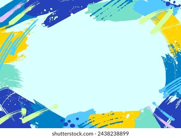 Pop blue frame background painted with colorful paint