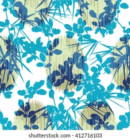 Pop botanical silhouette pattern seamless vector background tile