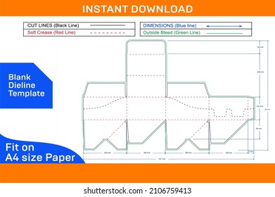 Pop box dieline template and 3D vector file, easily editable and resizable