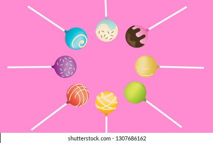 pop cake on the pink background