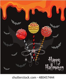 Pop cakes on Halloween background
