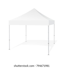 Pop up canopy outdoor marquee tent mockup isolated on white background. Trade show equipment. Vector illustration