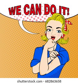 pop of cartoon housewife with speech bubble