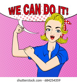 pop of cartoon housewife with speech bubble