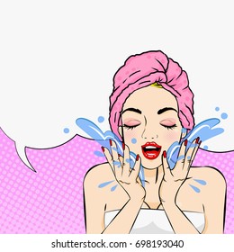 pop of cartoon woman with beauty concept