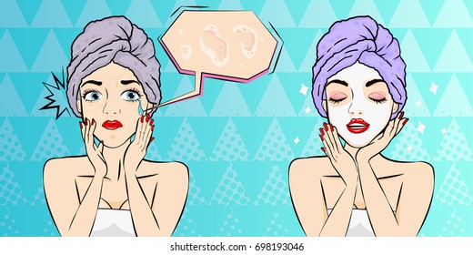 pop of cartoon woman with beauty concept