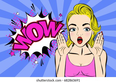 Pop Cartoon Woman Feel Excited Speech Stock Vector (Royalty Free ...