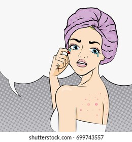 pop of cartoon woman with skincare concept