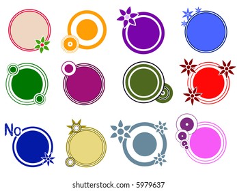 Pop Circle Graphic Elements with Flower and circle motifs
