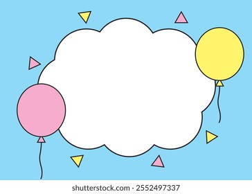 Pop-Wolke und Ballon Frame-Illustration