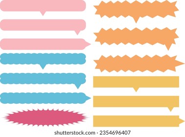 Pop color horizontal speech bubble set