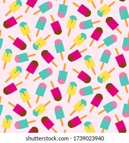 Pop colored ice-cream vector seamless pattern. Girls fashion print design.