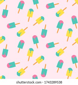 Pop colored ice-cream vector seamless pattern. Girls fashion print design.