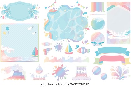 A pop and colorful background frame that expresses water such as waterfalls, oceans, and pools, perfect for summer vacation events: Rainbow