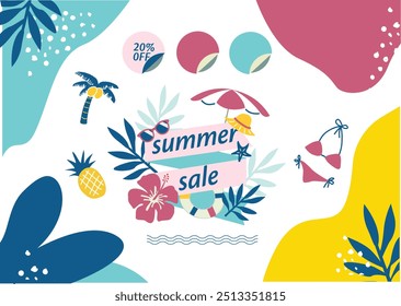 Pop and colorful Summer sale banner design
