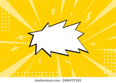 Pop Comic art background empty speech bubble. Cartoon explosion blank template on yellow background