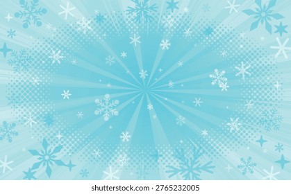 Pop comic sunburst and cool icy background illustration